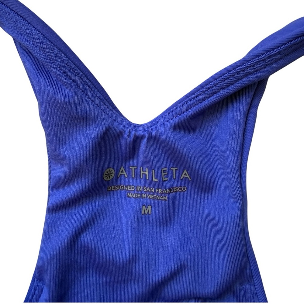 Athleta Swim Conscious Crop Vibrant Blue High Neck Modest Bikini Top Size Medium - Picture 5 of 6